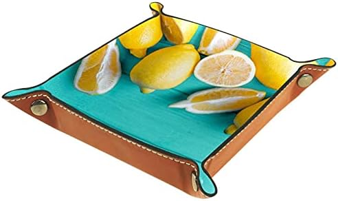 Deri vale Tepsi Çok Amaçlı saklama kutusu Tepsi Organizatör depolama için Kullanılan küçük aksesuarlar,limon