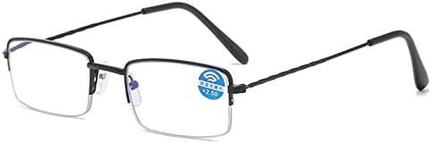 ılıfehome Anti-Mavi okuma gözlüğü Erkekler ve Kadınlar için, Klasik Yarım Çerçeve Metal Çerçeve Okuyucular ile Bahar Menteşe