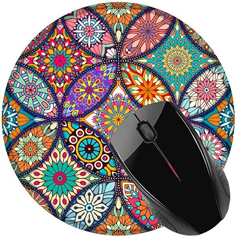 NNAKAPAKA Mouse Pad, Anti Kayma Kauçuk Yuvarlak Mousepads Masaüstü Dizüstü Fare Mat Çalışma ve Oyun için (Renkli Mandala)