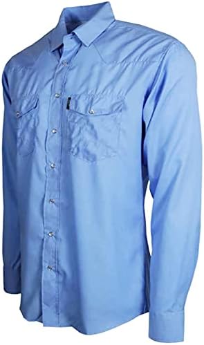 HOOEY Mens SOL Geleneksel Batı İnci Yapış Stil Premium Uzun Kollu Düğme Aşağı Gömlek