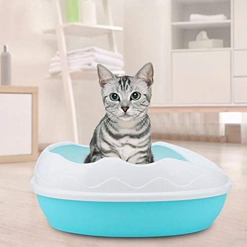 SLATİOM Yarı-Kapalı Pet Kediler Çöp Kutusu Dökülmeye Dayanıklı Tepsi Tuvalet Lazımlık Kürek ile Plastik Kediler Tuvalet (Renk: