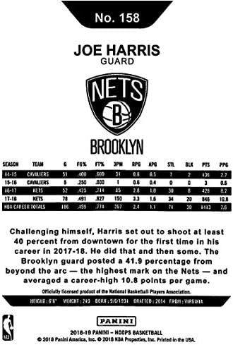 2018-19 NBA Çemberler Basketbol 158 Joe Harris Brooklyn Nets Panini tarafından yapılan Resmi Ticaret Kartı