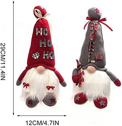 Bullpiano 2 Paketi Noel Gnome Süslemeleri ile led ışık Noel Cüceler Peluş El Yapımı İsveç Tomte Peluş Cüceler Santa İskandinav