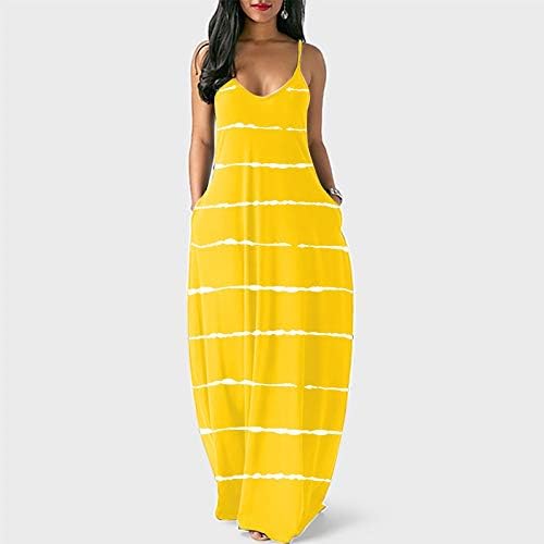 Kadın Yaz Kolsuz Grafik Elbise ile Cep Yenilik Çiçek Güneş Ay Kelebekler Baskı Maxi Elbise Plaj Sundress