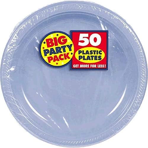Amscan Pastel Büyük Parti Paketi Plastik, Mavi Tabaklar, 7