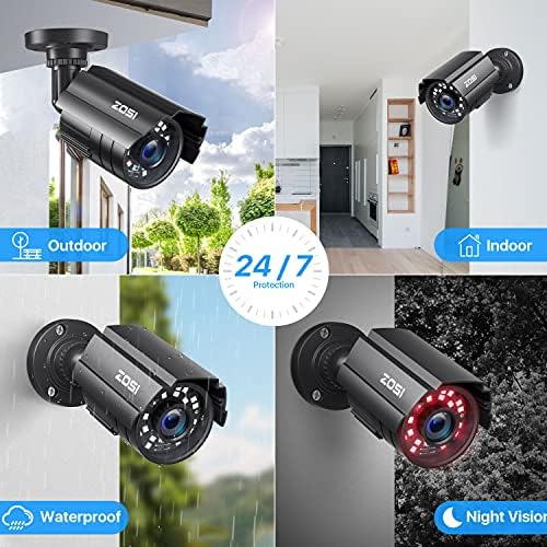 ZOSI 1080 P HD-TVI Güvenlik Kamera için Ev Ofis Gözetim CCTV Sistemi - Bullet bnc Kamera ile Gece Görüş Siyah