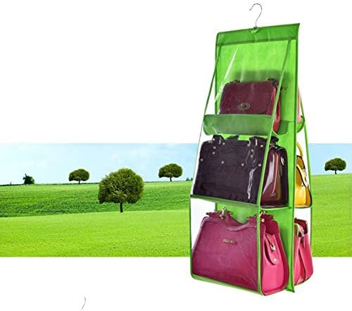 Şans Şafak Asılı Çanta Çanta Organizatör - Şeffaf Toz Geçirmez Dolap Dolap saklama çantası için Debriyaj ile 6 Büyük Cepler (Yeşil)