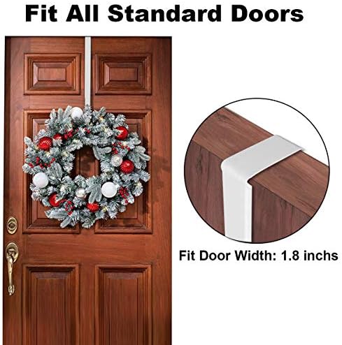 2 Paket Ayarlanabilir Çelenk Askı Ön Kapı için 15-25 İnç-22 lbs Büyük Kapı Askı Noel Çelenkler Süslemeleri Kanca, Beyaz