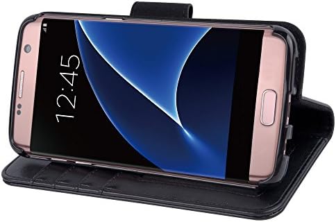 Arae Kılıf Samsung Galaxy için Uyumlu s7 Kenar, [Bilek Kayışı] Flip Folio [Kickstand Özelliği] PU Deri Cüzdan kılıf ile KIMLIK