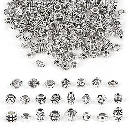 180 pcs ± Gümüş halka boncuk - 100g Tibet Antik Gümüş Renk Metal Boncuk Küçük Gevşek halka boncuk Radom Stilleri ile Takı Yapımı