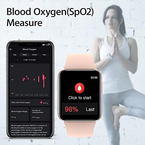 Kadın için akıllı saat, HolaDream HD Dokunmatik Ekran Smartwatch fitnes aktivite takip cihazı 5ATM Su Geçirmez Kalp Hızı/Uyku/Kalori/Kan