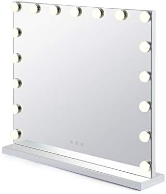 Işıklı Makyaj Aynaları, Metal Çerçeveli Masa Üstü LED Kompakt Güzellik Kozmetik Ayna Makyaj Masası Banyo makyaj Aynası (Renk: