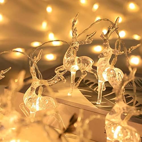 CheeseandU noel ışıkları ren geyiği dize ışıkları-Elk geyik LED sıcak beyaz pil kumandalı noel süslemeleri yatak odası ağacı