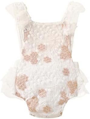 Yenidoğan Bebek Kız Romper Dantel Fırfır Örme Çiçek Bodysuit Kasık Düğmeleri ıle Toddler Bebek Kız Giysileri