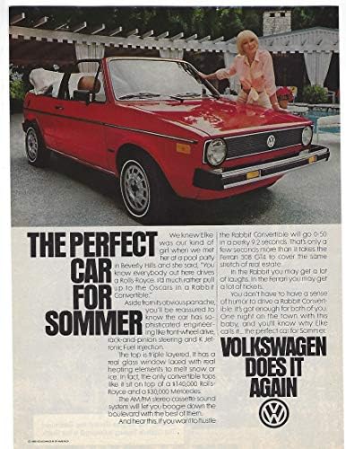 1981 Orijinal Dergi Baskı Reklamı 1 Volkswagen Tavşan Dönüştürülebilir Elke Sommer