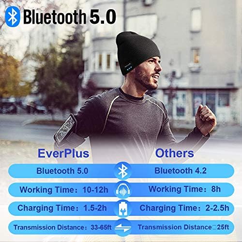 EverPlus Erkekler/Kadınlar için Hediyeler Bluetooth Beanie - Noel Stocking Stuffers Kablosuz Kulaklıklar ile Bluetooth Şapka