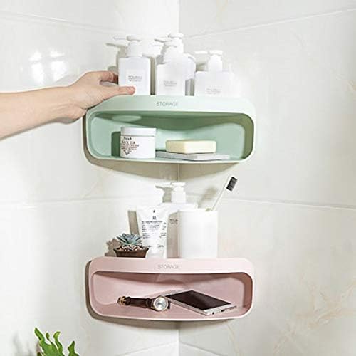 YADSHENG Banyo Raf Üçgen Raf Ücretsiz Yumruk Banyo Depolama Raf Banyo Oturma Odası Mutfak Ekran Raf Banyo Rafları (Renk: Pembe,