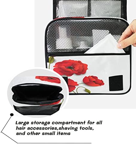Haşhaş Çiçekleri makyaj çantası Kozmetik Çantası Tuvalet Yıkama Çantası, çiçek Taşınabilir Asılı Makyaj Organizatör Fırça kılıfı