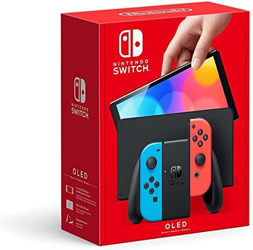 Nintendo Anahtarı – OLED Modeli w/Neon Kırmızı & Neon Mavi Sevinç-Con, Paket 128 GB SD Kart