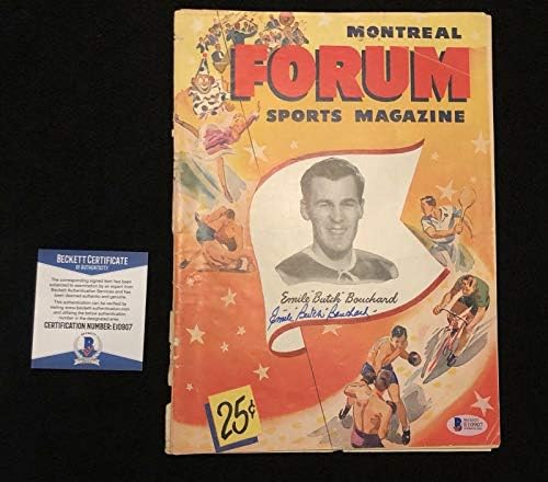 Emile Butch Bouchard, Canadiens Montreal Forum Dergisi Beckett Coa'yı İmzaladı-İmzalı NHL Dergileri