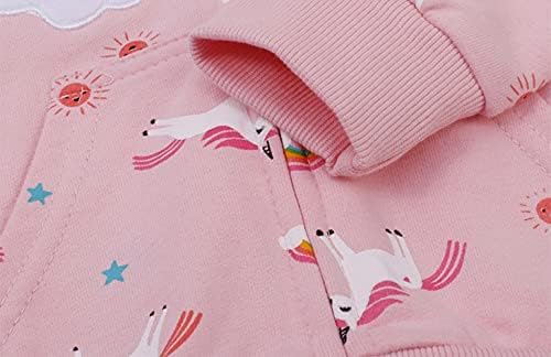 Toddler Unicorn Hoodie Zip Up Sevimli Ceketler Bebek Kız Açık Karikatür kapüşonlu Sweatshirt Çocuklar için