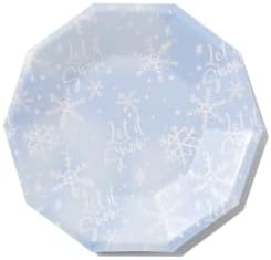 Zümre Mavi Kar Tanesi Kağıt Tabaklar (10 Küçük Tabak Seti) - Dondurulmuş kağıt tabaklar, Kış Onederland Tabaklar, Kış Wonderland