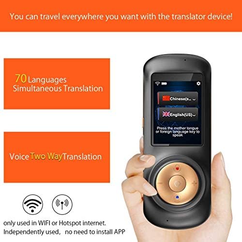 Anında Sesli Dil Çevirmen Cihazı, Akıllı İki Yönlü WiFi 2.4 inç Dokunmatik Ekran Öğrenme Seyahat İş Alışveriş için Taşınabilir