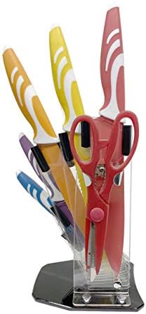 Beş Parçalı Acemi Şef Temel Bıçak Seti - İlk Bıçak Setim-Stand ve Bonus Mutfak Makası ile Renk Kodlu-Harika Bir Hediye Üniversite