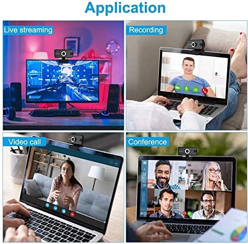 Webcam Kamera Bilgisayarı, Mikrofonlu 1080p Web Kamerası, PC Dizüstü Masaüstü için USB Tak ve Çalıştır, Skype YouTube Hangouts