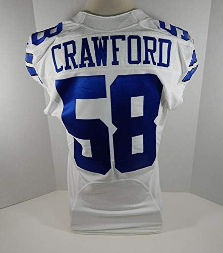 2014 Dallas Cowboys Jack Crawford 58 Oyunu Yayınlandı Beyaz Jersey Londra Haşhaş-İmzasız NFL Oyunu Kullanılmış Formalar