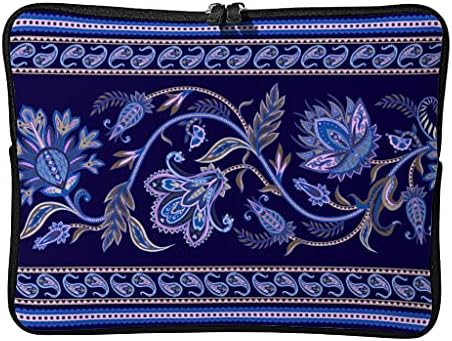 Etnik çiçek mavi zarif Dizüstü kollu İnce Dizüstü Seyahat Neopren Beyaz 13 inç için taşıma çantaları
