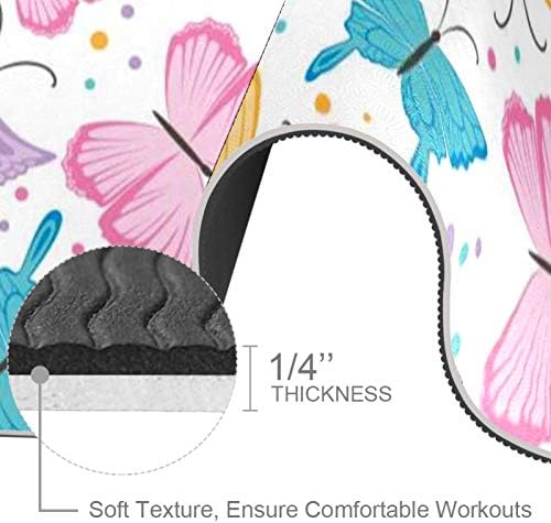 Unicey Kelebekler Desen Yoga Mat Kalın Kaymaz Yoga Paspaslar için Kadın ve Kız egzersiz matı Yumuşak Pilates Paspaslar, (72x24