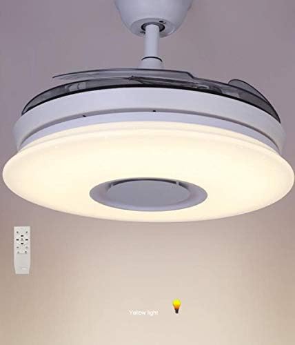 WD-avize Modern Geri Çekilebilir Kanatlı Tavan Vantilatörü, Bluetooth Hoparlörlerle Kısılabilen Tavan Lambası, Katlanabilir Tavan