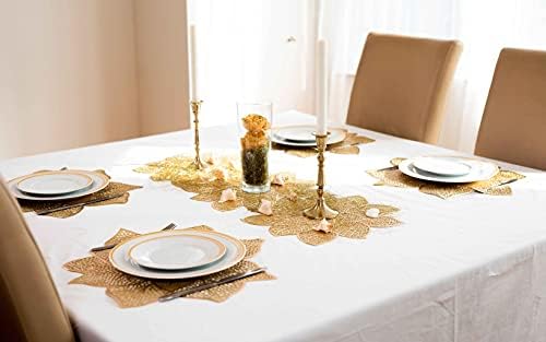Altın Masa Koşucu Uzun 36 inch13inch düğün için ısıya dayanıklı masa koşucu çiçek su geçirmez mutfak mat masa koşucu PVC (Altın)