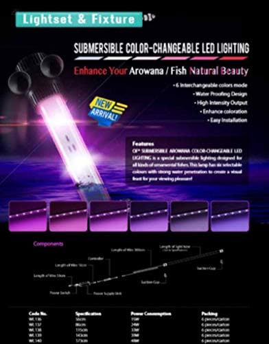 OKYANUS ÜCRETSİZ dalgıç AROWANA Renk değiştirilebilir LED ışık (115 cm) 33W