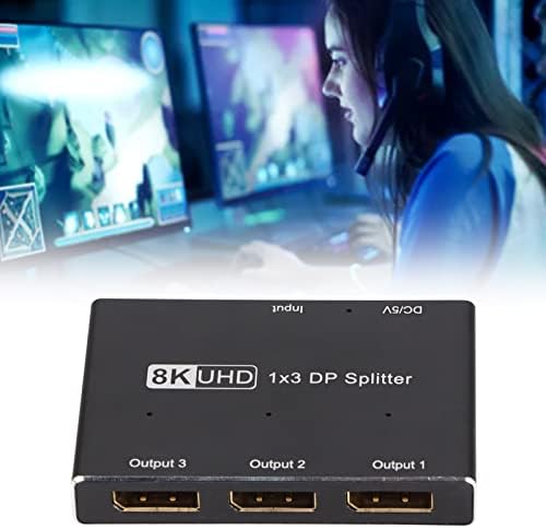 CUEA 1x3 DP Splitter, alüminyum Alaşım DisplayPort Splitter Üçlü MST SST Hub Ultra HD için Ev Sineması için Okul için Otel