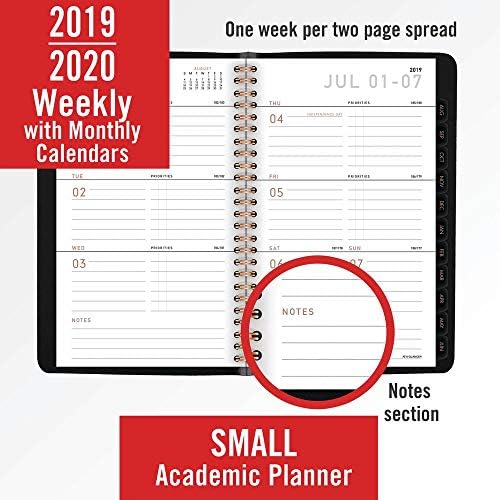Bir bakışta 2019-2020 Akademik Yılı Haftalık ve Aylık Planlayıcı, Küçük, 5 x 8, Contempo, Siyah (70101X05)