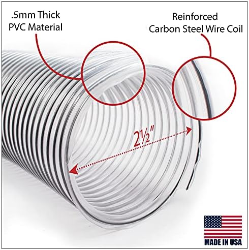 2-1 / 2 inç Çapında 10 ayak Uzunluğunda PVC Toz / Enkaz Toplama Hortumu ABD'de 2 adet 2.5 inç Anahtar Teslimi Paslanmaz Çelik