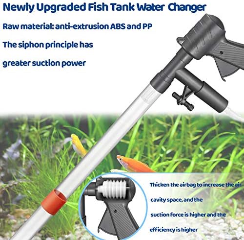 STARROAD-TIM Balık Tankı Çakıl Temizleyici Yeni Yükseltilmiş Balık Tankı Su Değiştirici ile Hava Basıncı Düğmesi Uzun Meme Su