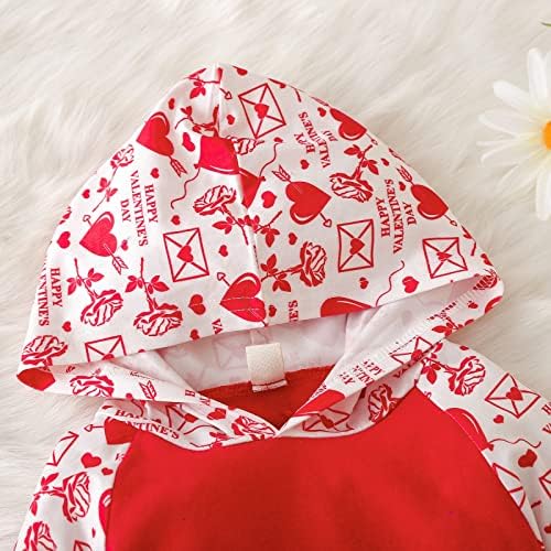 Benim Ilk Sevgililer Günü Bebek Bebek Kız Erkek Kapüşonlu Tulum Tek Parça Kıyafet Uzun Kollu Kalp Mektup Baskı Romper