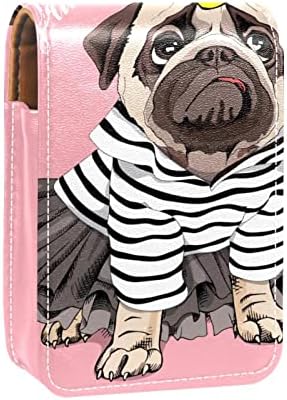 Komik Karikatür Köpek Pug Taç Dudak Parlatıcısı Kılıfı Taşınabilir Seyahat Kozmetik Kılıfı Tutun 2 veya 3 Ruj Dudak Parlatıcısı