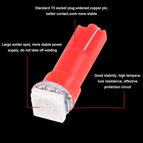 cciyu 20 paket T5 kırmızı 58 70 73 74 Dashboard ölçer 1-SMD 5050 LED kama lamba ampuller ışıklar yedek fit için Dashboard gösterge