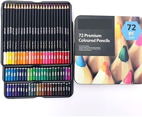 TJLSS 72 Renkler Profesyonel renkli kurşun kalem Seti Demir Kutu Renkli renkli Çizim Kalem Okul Sanatçı Malzemeleri (Renk: A,