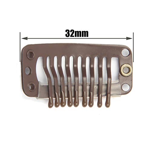 30 pcs Peruk Klipler Paslanmaz Çelik Yapış Klipler için saç ekleme DIY Peruk Combs Peruk Klipler 9-diş 32mm 1.2 g / adet (Koyu