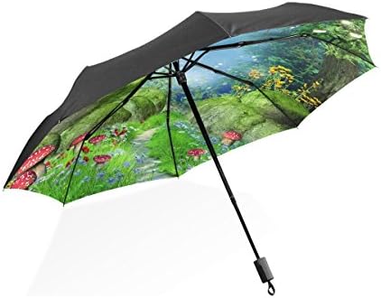 Floransa Fairyland Mantar Orman Katlanabilir Güneş geçirmez Şemsiye Rüzgar Geçirmez Anti-Uv Şemsiye Kompakt Seyahat Taşınabilir