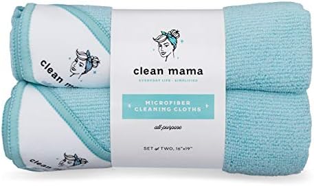 Temiz Mama Mikrofiber Temizlik Bezleri Seti, 2 Çok Amaçlı Bez ve 2 Parlatma Bezi. 16 x 19 inç, Büyük ve Emici, Tüy Bırakmayan
