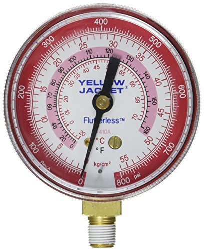 Sarı Ceket 49035 Gösterge (Derece F), 2-1 / 2, Kırmızı Basınç, 0-800 kg / cm2/ psı, R-410A