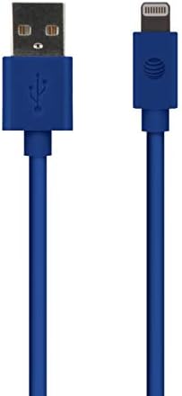 iPhone için AT & T PVC Şarj ve Senkronizasyon Yıldırım Kablosu, 4 ayak,Mavi