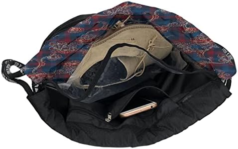 Eklektik Kumaş Ekose Barok Boho Chic İskoç Ekose Sırt Çantası Paket Sırt Çantası Su Geçirmez İpli sırt çantası Moda Spor Çuval