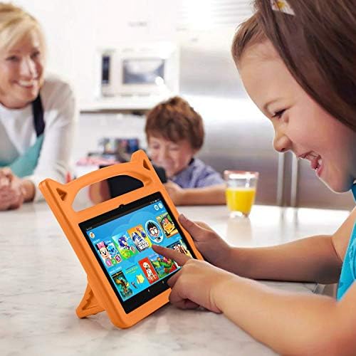 Yepyeni Tablet 8 Çocuk Kılıfı-Auorld Darbeye Dayanıklı Kılıf, Tablet 8 / 8Plus(2020 Sürümü, 10. Nesil) için Kulp Standı-Turuncu
